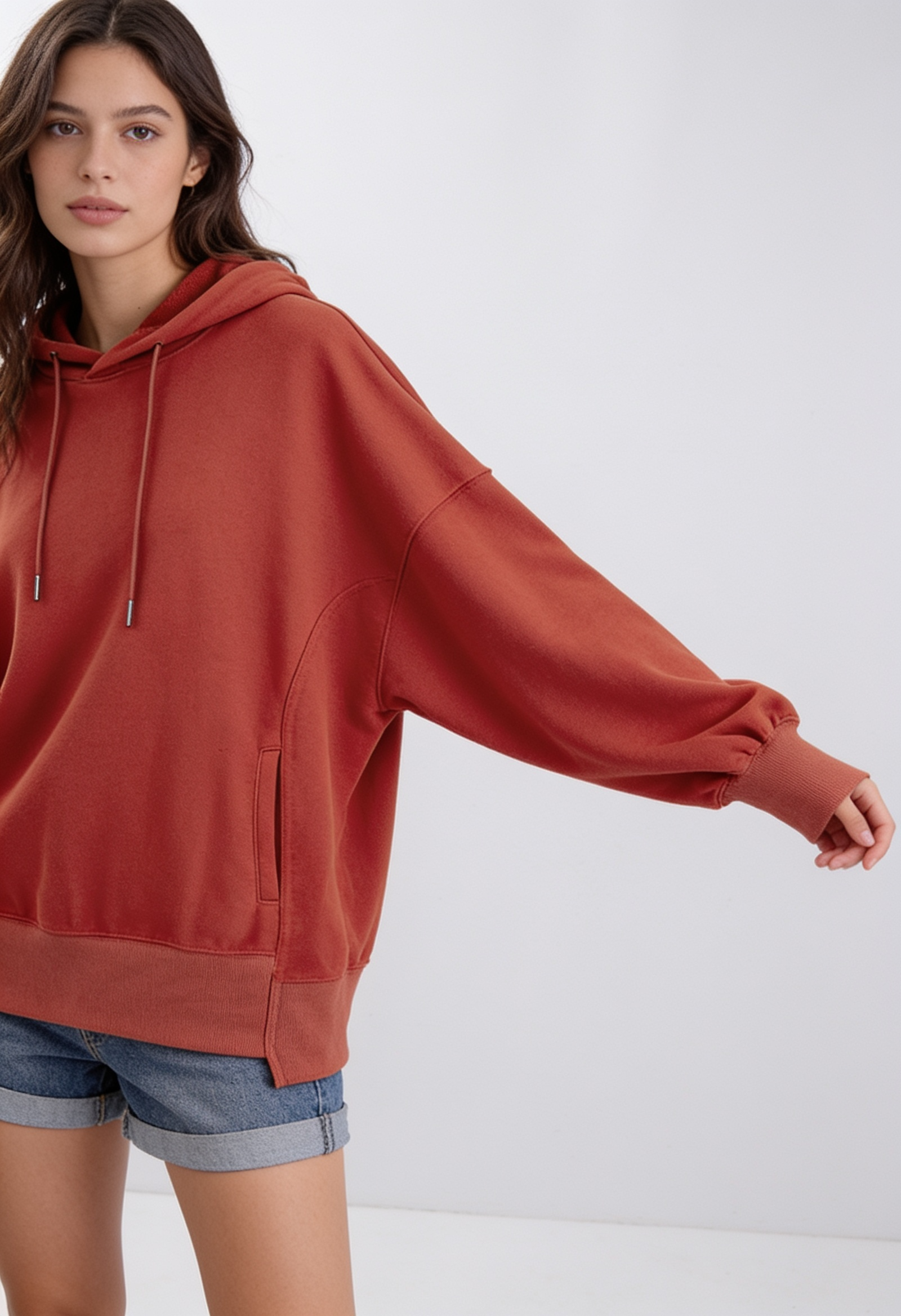 Drawstring Dropped Shoulder Hoodie