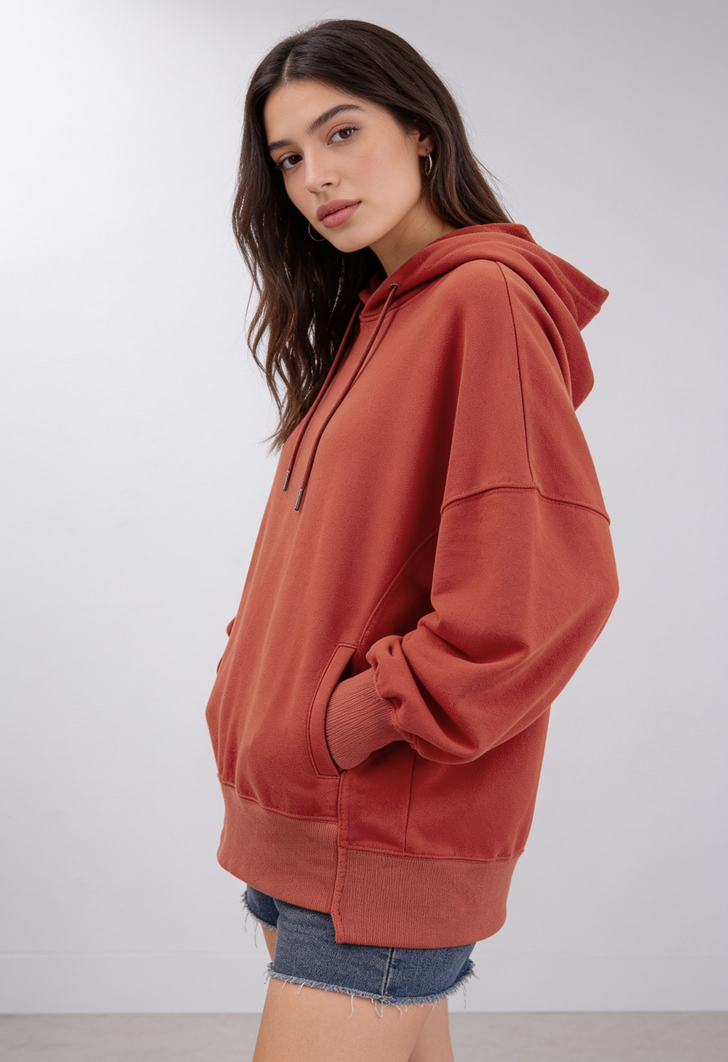 Drawstring Dropped Shoulder Hoodie
