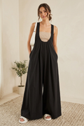 Pleated Overall Dress with Pockets